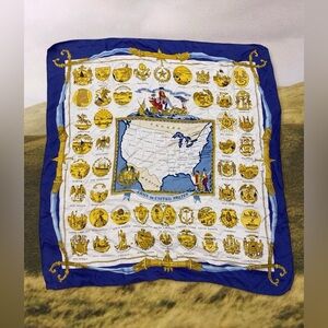 Rare Vintage Hermes Silk Scarf ”Arms of United States” by Hugo Grygkar Scarf